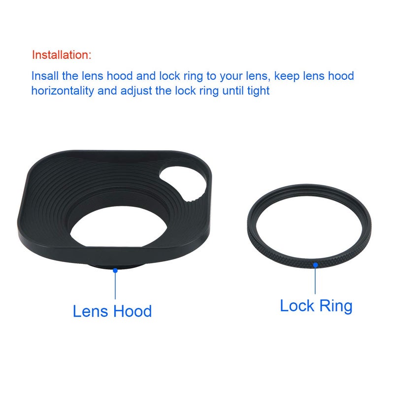 Haoge LH-B39P 39mm Square Metal Screw-in Lens Hood Hollow Out Designed with Cap for Leica Rangefinder Camera with 39mm E39 Filter Thread Lens Black - Image 5